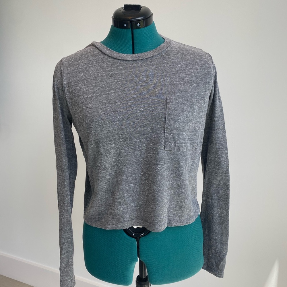LA Made grey long-sleeve tee with front pocket